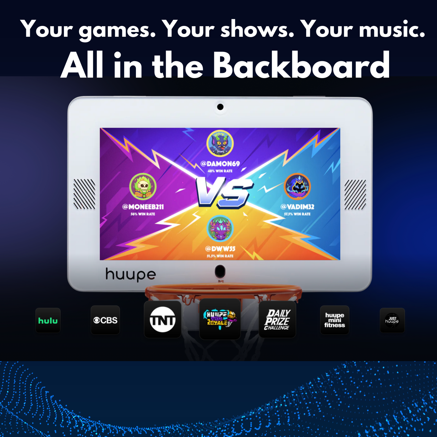 huupe mini backboard streaming games, shows and music